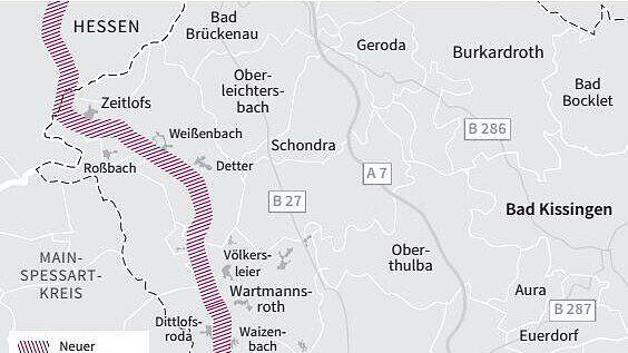 Der neue P43-Vorzugskorridor verläuft über Zeitlofser und Wartmannsrother Gemeindegebiet. Das sorgt für eine Menge Ärger und Unverständnis in der Gemeinde. Die Darstellung der Korridorbreite ist nicht maßstabsgetreu. - Der von der Bundesnetzagentur festgelegte P43-Korridor verläuft über Zeitlofser und Wartmannsrother Gemeindegebiet. Das sorgt für Ernüchterung und Kritik. Die Darstellung der Korridorbreite ist nicht maßstabsgetreu. Der neue P43-Vorzugskorridor verläuft über Zeitlofser und Wartmannsrother Gemeindegebiet. Das sorgt für eine Menge Ärger und Unverständnis in der Gemeinde. Die Darstellung der Korridorbreite ist nicht maßstabsgetreu. - Der von der Bundesnetzagentur festgelegte P43-Korridor verläuft über Zeitlofser und Wartmannsrother Gemeindegebiet. Das sorgt für Ernüchterung und Kritik. Die Darstellung der Korridorbreite ist nicht maßstabsgetreu.