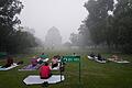 Luftverschmutzung in Indien       -  Menschen machen trotz extremer Luftverschmutzung Yoga in einem Park in Neu-Delhi.