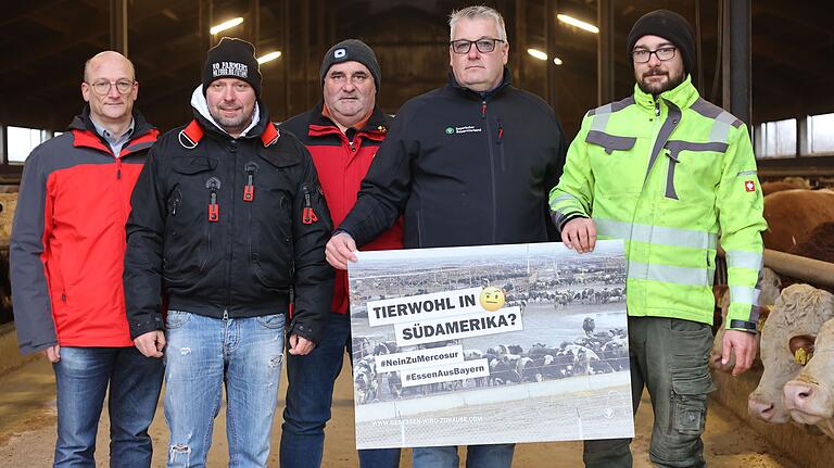 Geben sich noch kämpferisch: BBV-Geschäftsführer Klaus Pieroth (links), Frank Böhm von Landwirtschaft Verbindet, der stellvertretende Kreisobmann Matthias Schmittfull sowie Kreisobmann Michael Reck und Betriebsleiter Michael Hofmann aus Oberwerrn. Geben sich noch kämpferisch: BBV-Geschäftsführer Klaus Pieroth (links), Frank Böhm von Landwirtschaft Verbindet, der stellvertretende Kreisobmann Matthias Schmittfull sowie Kreisobmann Michael Reck und Betriebsleiter Michael Hofmann aus Oberwerrn.