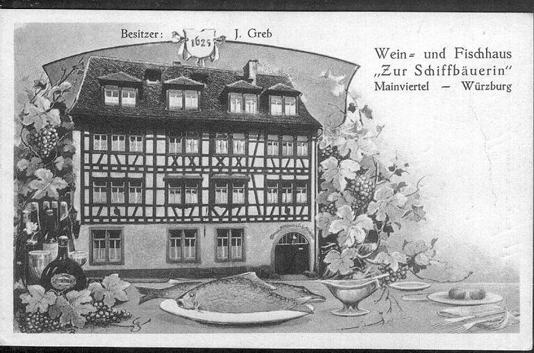 Die Schiffbäuerin in der Katzengasse in alter Zeit. Sie war eines von vier Meeviertler Wein- und Fischhäusern. Die Schiffbäuerin in der Katzengasse in alter Zeit. Sie war eines von vier Meeviertler Wein- und Fischhäusern. 