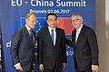 BELGIUM-EU-UN-CLIMATE-CHINA       -  Eine neue Allianz? EU-Ratspräsident Donald Tusk, Chinas Premier Li Keqiang und Kommissionspräsident Jean-Claude Juncker