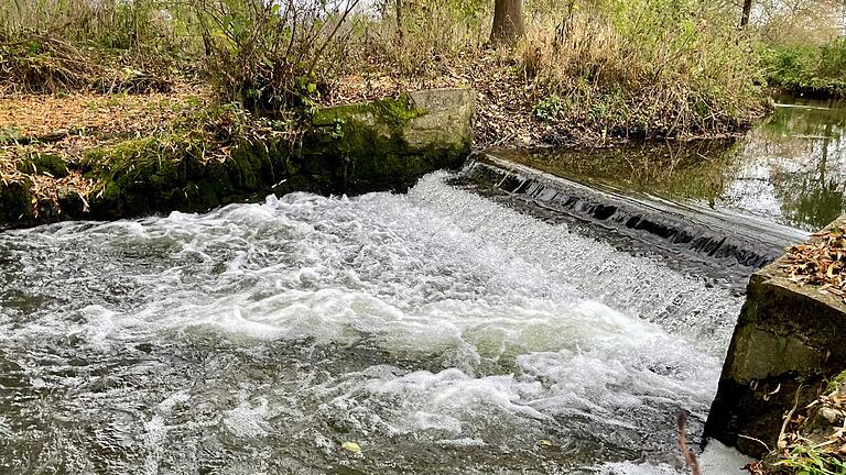 Das Wehr bei Ostheim: In der Vergangenheit war die Durchgängigkeit der Streu durch das ehemalige Kleinwasserkraftwerk Kupfermühle unterbrochen.