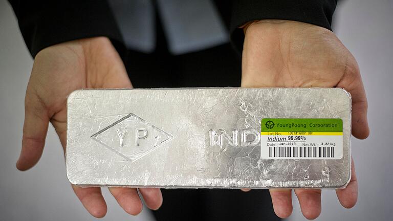 Indium       -  Indium wird als transparenter Leiter für Flachbildschirme und Touchscreens verwendet. Das Metall wird vor allem in China raffiniert. (Archivbild)