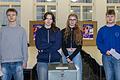 Tim Tzokas, Sophia Malzev, Mikavla Romero und Maurice Voigt bei ihrer Teilnahme zur U18-Wahl an der Frieden-Mittelschule in Schweinfurt.&nbsp;