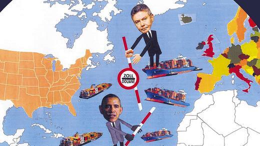Partner oder Gegner? Beim geplanten Freihandelsabkommen spielen US-Präsident Barack Obama und EU-Handelskommissar Karel De Gucht die Hauptrollen.