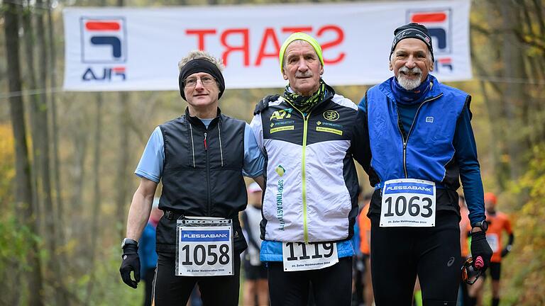 Hubert Karl (Mitte) vom TV 1884 Zeil organisierte zusammen mit etlichen Helferinnen und Helfern die 20. Ausgabe des Zeiler Waldmarathons.