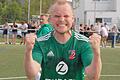 Patrick Gnebner, Spielertrainer des TSV Abtswind II, ballt vor Freude die Fäuste nach dem Gewinn der Meisterschaft in der Kreisliga Schweinfurt 1.