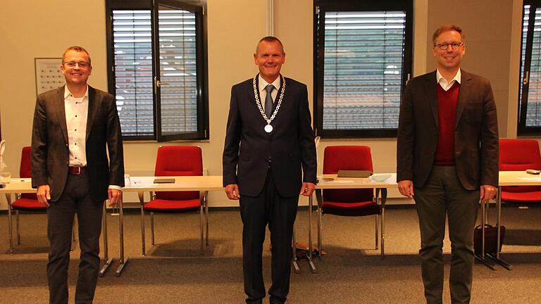 Das Führungstrio der Stadt Marktheidenfeld (von links): Zweiter Bürgermeister Christian Menig, Bürgermeister Thomas Stamm und Dritter Bürgermeister Dirk Hartwig.