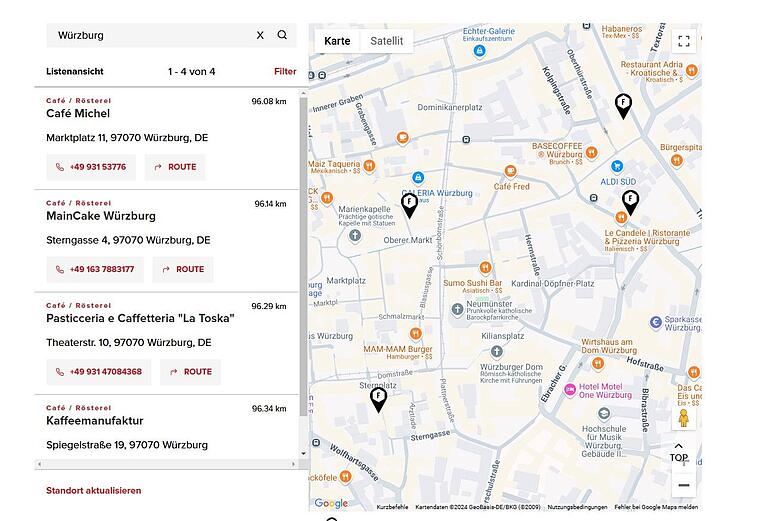 Auf der Homepage des 'Feinschmecker' wurde zunächst auch das seit August 2022 geschlossene 'Café Michel' am Oberen Markt in Würzburg aufgelistet. Inzwischen ist der Eintrag gelöscht.&nbsp;