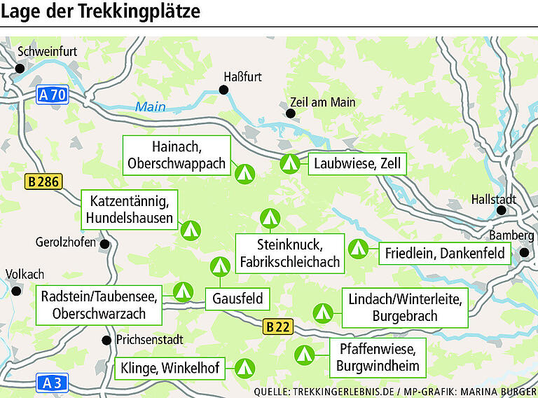 Trekkingplätze im Steigerwald: Wo man legal mitten im Wald zelten kann