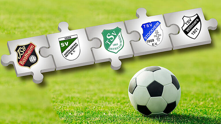 Fünf Vereine, eine Mannschaft: TSV Stockheim, TSG Bastheim II, SV Reyersbach II, TSV Ostheim II und TSV Willmars I kicken gemeinsam in der B-Klasse Rhön 3. Fünf Vereine, eine Mannschaft: TSV Stockheim, TSG Bastheim II, SV Reyersbach II, TSV Ostheim II und TSV Willmars I kicken gemeinsam in der B-Klasse Rhön 3.
