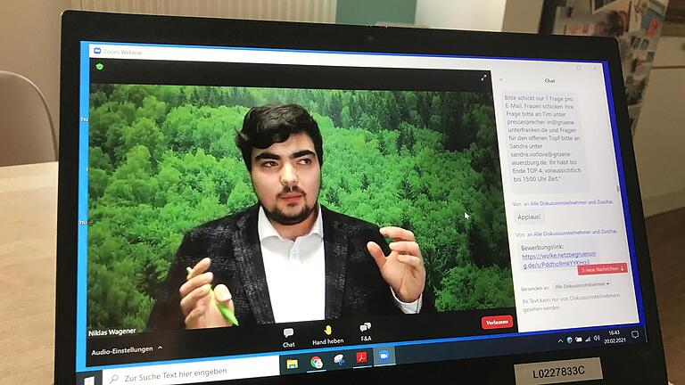 Überzeugte die unterfränkischen Grünen beim digitalen Parteitag: Forstwissenschaftler Niklas Wagener hat gute Aussichten auf einen Sitz im nächsten Bundestag.&nbsp;