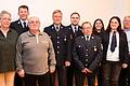 Ehrungen bei der Wässerndorfer Feuerwehr (von links): Gabriele Knaus, Stephan Jamm, Wolfgang Ott, Norbert Braun, Vereinsvorsitzender Carsten Bullmer, Klaus Hörlin, Verena Jamm, Sandra Mark und Zweiter Bürgermeister Jürgen Merbecks.