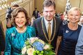 Hoher Besuch: Königin Silvia von Schweden in der Residenz an der Seite von Würzburgs OB Christian Schuchardt und AAsa Petersson, Geschäftsführerin der Region Mainfranken GmbH.