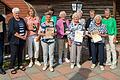 Auf dem Foto (von links): Manfred Roth, Antonie Herrmann (1. Vorsitzende), Birgit Rüb (25 Jahre), Maria Schmelz, Anita Hauptmann (25 Jahre), Ida Sendelbach (25 Jahre), Elfriede Hasenfuß, Waldburga Herold, Frida Juhr, Luitgard Herrmann, Ulrike Behr (2. Vorsitzende).