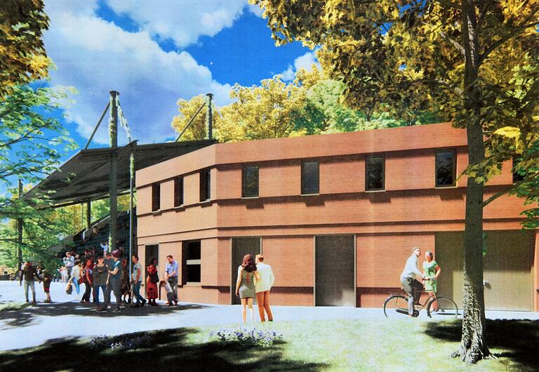 So soll das von Architekt Armin Kraus entworfene Festspielhaus neben der Freilichtbühne auf der Scherenburg aussehen. Mit dem Bau soll gleich nach der diesjährigen Festspielsaison begonnen werden. So soll das von Architekt Armin Kraus entworfene Festspielhaus neben der Freilichtbühne auf der Scherenburg aussehen. Mit dem Bau soll gleich nach der diesjährigen Festspielsaison begonnen werden.