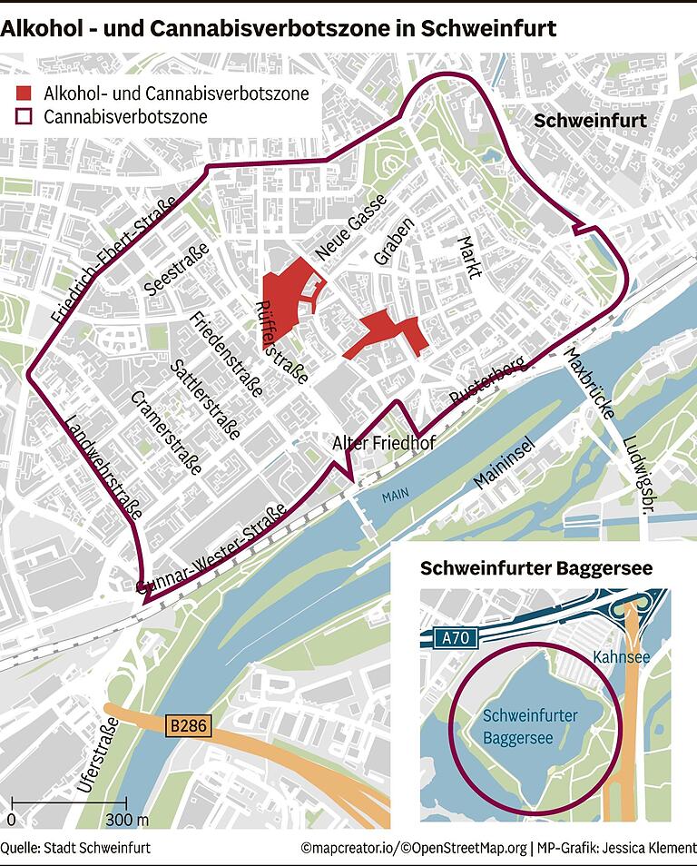 Verbotszonen für Waffen, Messer, Alkohol- und Cannabiskonsum: Was in Schweinfurts Innenstadt bald gelten soll Verbotszonen für Waffen, Messer, Alkohol- und Cannabiskonsum: Was in Schweinfurts Innenstadt bald gelten soll