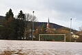 Land unter beim TSV Euerdorf       -  Im Vergleich zum Mittwoch, war am Donnerstag das Hochwasser beim TSV Euerdorf noch einmal gestiegen.