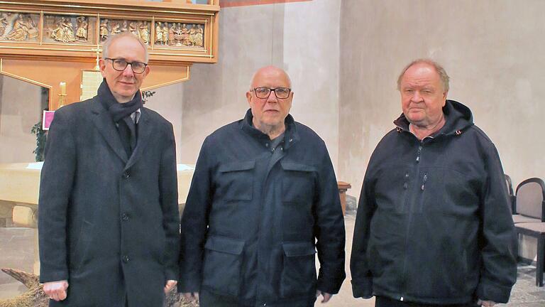 Die drei Dirigenten des Chores St. Kilian in seinen 25 Jahren (von links): Wolfgang Schneider,  Markus Wollmann und Johannes Eirich.