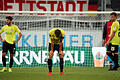 Die nächste Enttäuschung: die Kickers-Spieler (von links) Fabio Kaufmann, Sebastian Schuppan und Lion Schweers betrauern das 0:3 in Ingolstadt.&nbsp;
