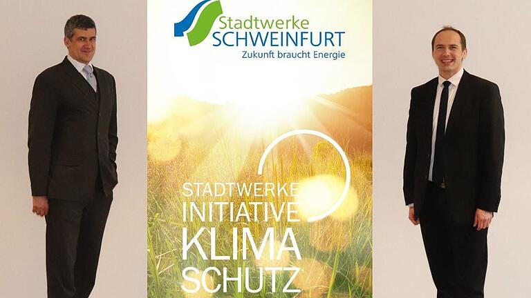 Thomas Kästner (links), Geschäftsführer der Stadtwerke Schweinfurt zusammen mit Andreas Göb, Prokurist der Stadtwerke haben den Gründungsvertrag unterzeichnet