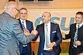Alexander Hoffmann (Mitte) wurde nach der Wahl (von links) von seinem Vorgänger Wolfgang Zöller und den Landtagsabgeordneten und Kreisvorsitzenden Berthold Rüth und Thorsten Schwab gratuliert.
