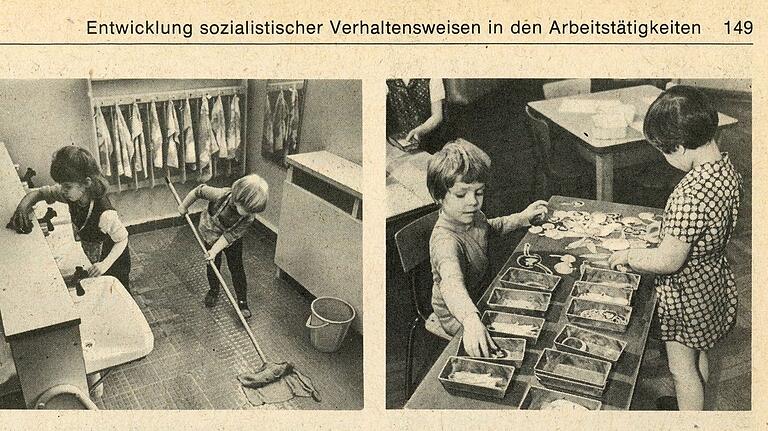 Bildseite aus 'Zur Arbeit mit dem Bildungs- und Erziehungsplan im Kindergarten' aus dem Jahr 1973. Bildseite aus 'Zur Arbeit mit dem Bildungs- und Erziehungsplan im Kindergarten' aus dem Jahr 1973.