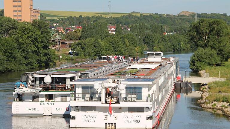 Einen imposanten Anblick bieten die 135 Meter langen Flusskreuzfahrtschiffe auf dem Main bei Ochsenfurt. Von den Passagieren aber ist bisher in der Stadt wenig zu sehen.