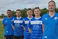 Drei junge Spieler schließen sich dem Bezirksliga-Aufsteiger TSV Trappstadt an. Auf dem Bild von links: Trainer Martin Beck, Hannes Mauer, Paul Seiler, Max Albert&nbsp; und Abteilungsleiter Michael Bader.