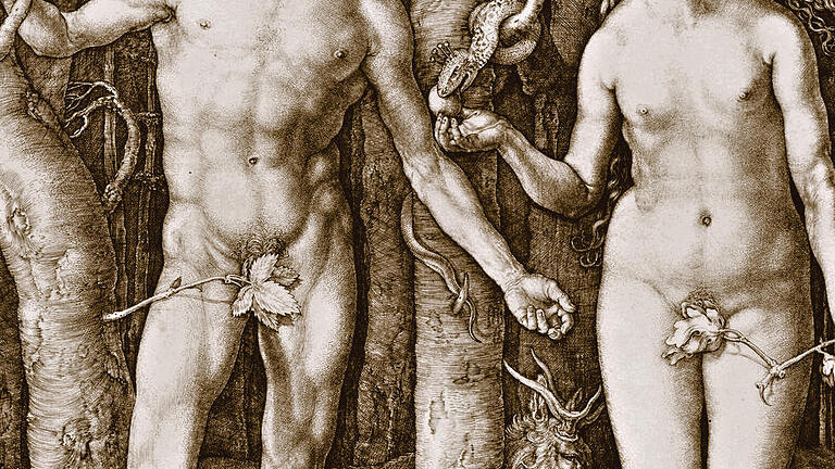 Adam und Eva von 1504: Ein kleiner Fehler macht den Druck zur Rarität (siehe Detail-Ausschnitt links).