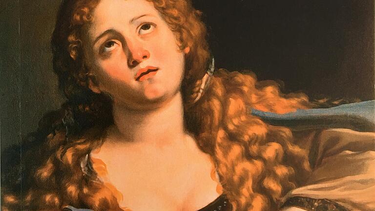 Das Gemälde (Ausschnitt) des Renaissance-Malers Domenichino zeigt Maria Magdalena. Es ziert das Buchcover des Journalisten Bernard Bernarding mit dem Titel: 'Und Anna seufzte zum Himmel empor. Warum der liebe Gott manchmal böse und die Bibel schier unglaublich ist'. Das Gemälde (Ausschnitt) des Renaissance-Malers Domenichino zeigt Maria Magdalena. Es ziert das Buchcover des Journalisten Bernard Bernarding mit dem Titel: 'Und Anna seufzte zum Himmel empor. Warum der liebe Gott manchmal böse und die Bibel schier unglaublich ist'.