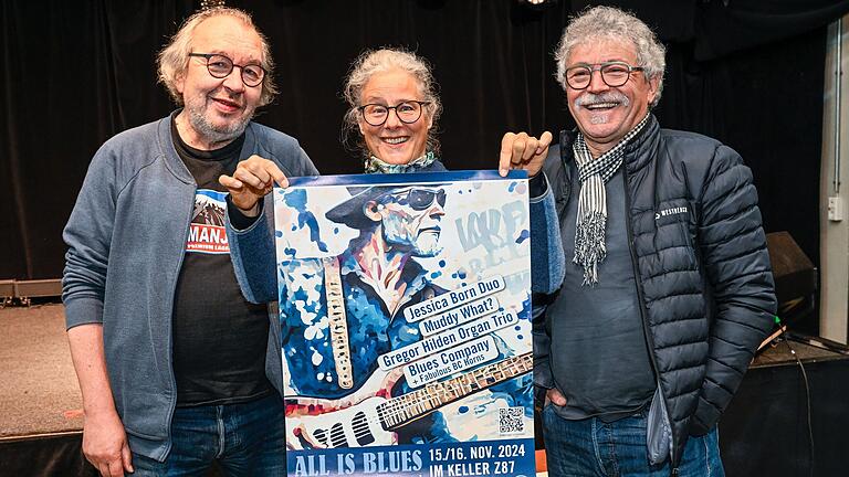 In Würzburg gibt es ein neues Blues-Festival im Keller Z87 auf dem Bürgerbräugelände. Die Organisatoren sind (von links) Karl Georg Rötter, Carola Thieme und Hartmut Emser. Jochen Volpert und Christian Raith fehlen, da sie beruflich verhindert waren.