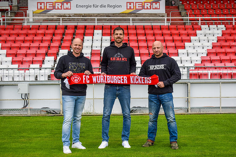 Das neue Trainer-Team der Würzburger Kickers: Dominik Lang, Marco Wildersinn und Dominic Palmer (von links)