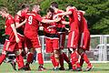 Freude über den Lucky Punch: Die Spieler des FC Röthlein/Schwebheim können sich nach dem 2:1 gegen den FC Fahr auf ein weiteres Jahr in der Kreisklasse einstellen.
