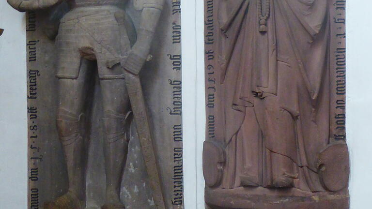 Graf Reinhart und Gräfin Agnes von Rieneck waren vermutlich Opfer der Pest oder einer anderen Seuche. Die Grabdenkmäler sind in der Lohrer Stadtpfarrkirche St. Michael. Graf Reinhart und Gräfin Agnes von Rieneck waren vermutlich Opfer der Pest oder einer anderen Seuche. Die Grabdenkmäler sind in der Lohrer Stadtpfarrkirche St. Michael.