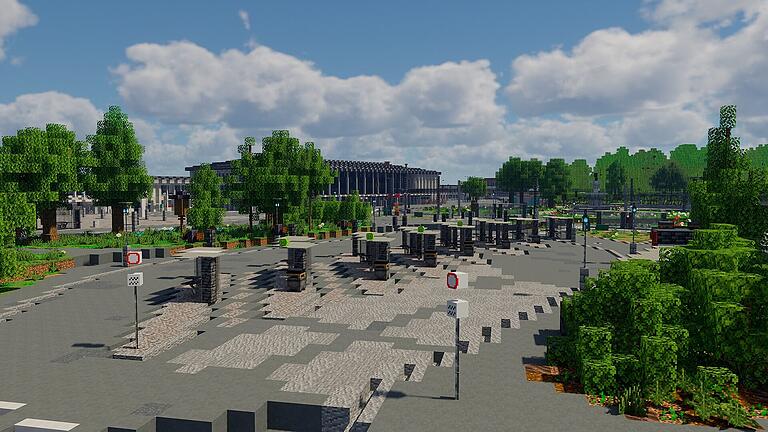 Im Computerspiel Minecraft bauen Aaron Gentner und Marie Weiand mit anderen Spielerinnen und Spielern Würzburg und die ganze Welt in Originalgröße nach.