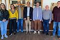 Auf dem Bild (von links): Bettina Lakeit, Mariam Oßwald, Helmut Lutz, Michael Eisenmann, Kai Kellershohn, Horst Röder, Otto Copony.