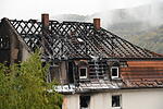 Die Alte Brauerei in Gemünden am Dienstagnachmittag - ein Tag nach dem Brand.