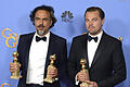 73. Golden Globe Awards       -  Mexican director Alejandro Inarritu (L) and US actor Leonardo DiCaprio hold the awards for Best Director, Best Motion Picture Drama and Best Actor Drama for 'The Revenant' in the press room during 73rd Annual Golden Globe Awards at the Beverly Hilton Hotel in Beverly Hills, California, USA