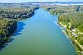 Der Ellertshäuser See wird abgelassen. Der Schieber ist geöffnet. In sechs bis acht Wochen soll das Wasser abgelaufen sein.