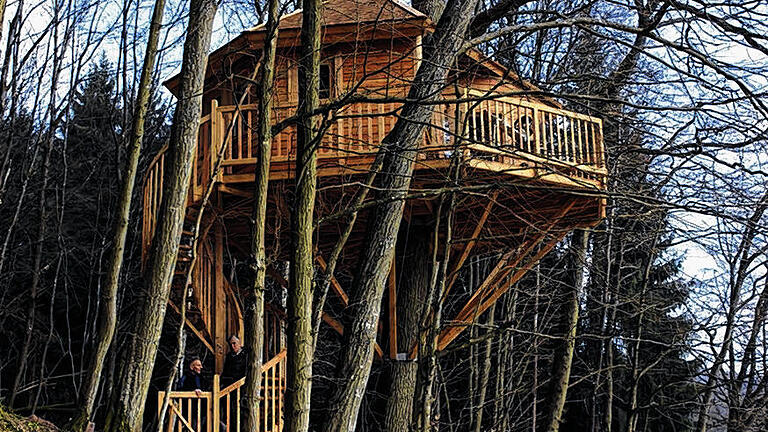&bdquo;Naturressort Seemühle&ldquo;: Übernachten zwischen den Astgabeln. Ein Investor baut Baumhäuser in Gräfendorf.