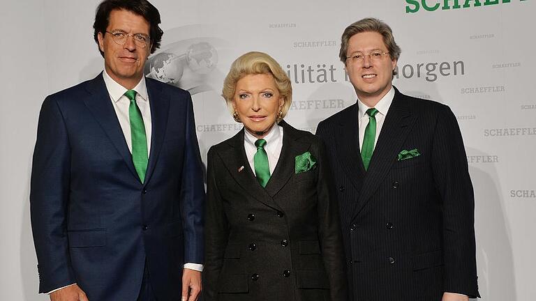 Maria-Elisabeth Schaeffler-Thumann, ihr Sohn Georg Schaeffler (rechts), und Vorstandschef Klaus Rosenfeld.Schaeffler