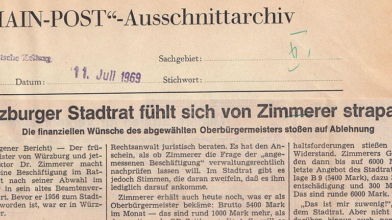 11. Juli 1969, Süddeutsche Zeitung: Würzburger Stadtrat fühlt sich von Zimmerer strapaziert