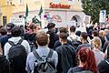 Unter dem Protest zahlreicher Gegendemonstranten hielt die Partei 'Der III. Weg' am 18. September 2021 am Würzburger Barbarossaplatz eine Kundgebung ab.