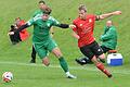 Den Ball im Blick: Luis Schlicker vom SV Kürnach und Birkenfelds Torjäger Peter Schebler (rechts).