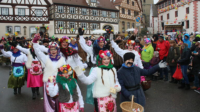 Am Sonntagnachmittag schlängelte sich der bunte Faschingszug durch die Fachwerkstadt Zeil. Tausende säumten den Straßenrand.