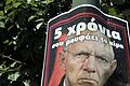 Vote NO campaign posters on Greeks bailout referendum       -  Wolfgang Schäuble und ein klares &bdquo;OXI&ldquo; &ndash; ein Nein: In Griechenland wird vor dem Referendum am Sonntag Stimmung gemacht. &bdquo;Fünf Jahre hat er uns ausgesaugt, jetzt sagt ihm Nein&ldquo; steht in Athen auf dem Plakat mit dem Bild des deutschen Finanzministers Wolfgang Schäuble.