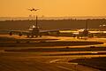 Flughafen in der Abendsonne       -  Am Frankfurter Flughafen ist ein Warnstreik der Beschäftigten im öffentlichen Dienst angekündigt.