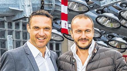 Ein Ziel: Kickers-Vorstand Michael Schlagbauer (links) und Hauptsponsor und Flyeralarm-Chef Thorsten Fischer.