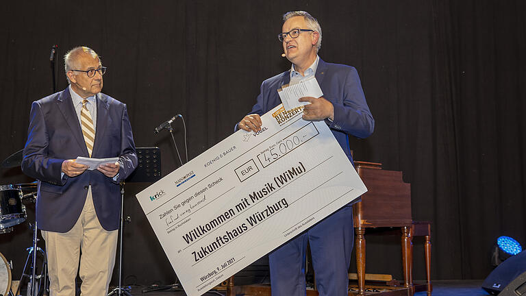 45.000 Euro für drei Würzburger Projekte: Main-Post Geschäftsführer David Brandstätter erläutert die zwei Förderprojekte „Willkommen mit Musik“ und „Zukunftshaus Würzburg“. Mit 5.000 Euro wird zudem über den Unibund ein Forschungsprojekt gegen Hass im Internet unterstützt. 45.000 Euro für drei Würzburger Projekte: Main-Post Geschäftsführer David Brandstätter erläutert die zwei Förderprojekte „Willkommen mit Musik“ und „Zukunftshaus Würzburg“. Mit 5.000 Euro wird zudem über den Unibund ein Forschungsprojekt gegen Hass im Internet unterstützt.